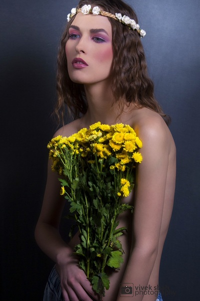 model with Flower Bouquet 