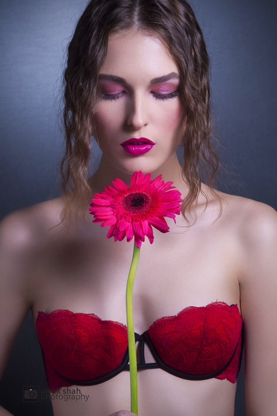 Beauty Model with chrysanthemum flower
